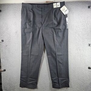 Geoffrey Beene Mens Washable Wool Pleated Dress Pants Charcoal 42x30 NEW NWT